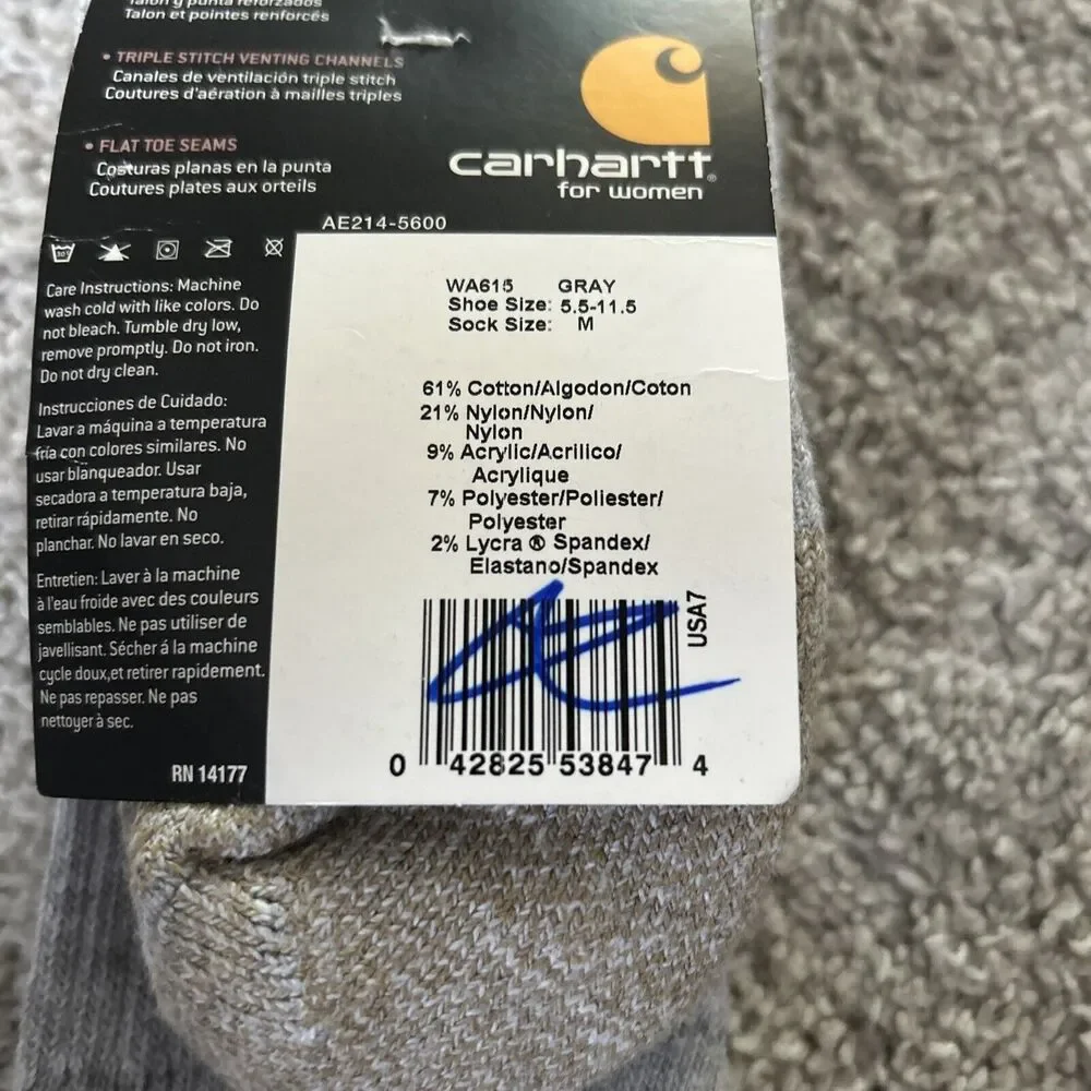 Carhartt All Season Women's Crew  Socks  Reinforced For Steel Toe‎ M